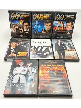 007 James Bond DVD Movie Collection DVD Lot of 8 Skyfall Spectre License to Kill